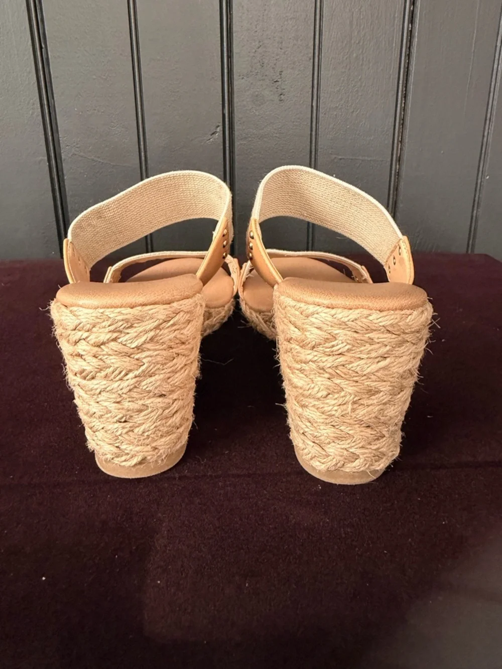 Beige Sakura Elastic Wedge Sandals